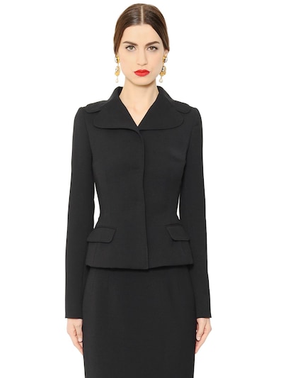 Dolce & Gabbana Fitted Stretch Wool Jacket In Black