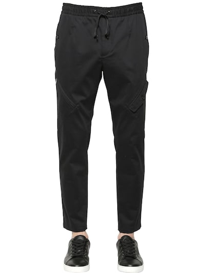 Dolce & Gabbana Stretch Cotton Twill Trousers, Black