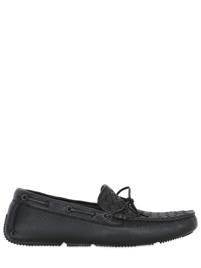 BOTTEGA VENETA INTRECCIO WASHED DEERSKIN DRIVING SHOES