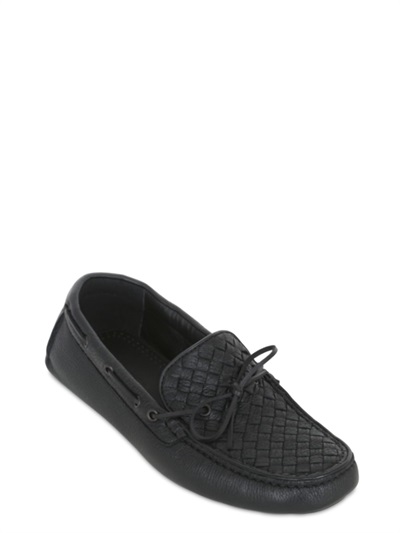 BOTTEGA VENETA INTRECCIO WASHED DEERSKIN DRIVING SHOES