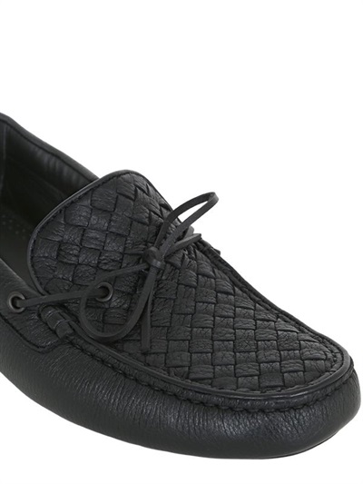 BOTTEGA VENETA INTRECCIO WASHED DEERSKIN DRIVING SHOES