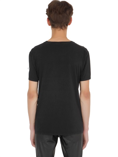 SAINT LAURENT Vampire Printed Cotton T-Shirt, Black