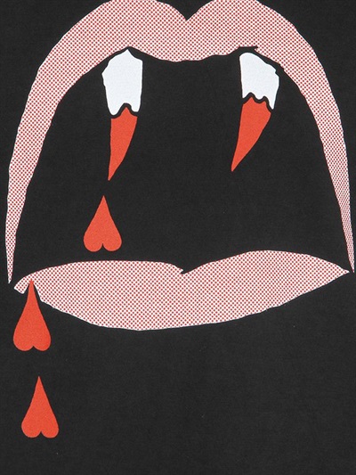 SAINT LAURENT Vampire Printed Cotton T-Shirt, Black
