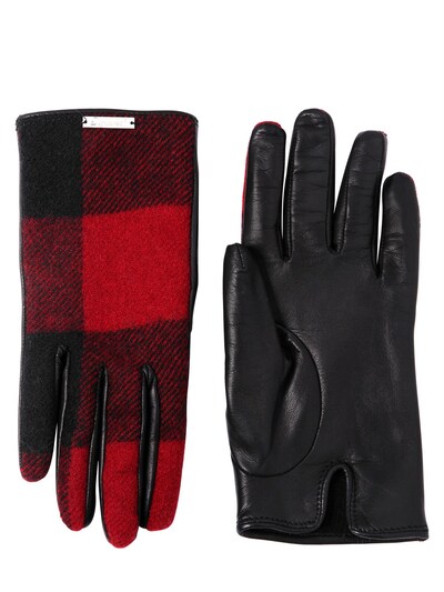 DSQUARED2 - TARTAN WOOL & LEATHER GLOVES