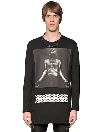 D.gnak By Kang.d Man Printed Light Cotton Sweatshirt In Black