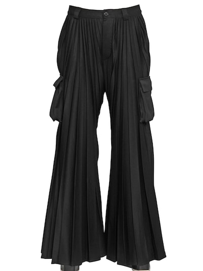 Hood By Air Pleated Flared Cargo Pants In Black
