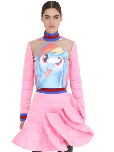 Fyodor Golan Pony Printed Plastic & Quilted Satin Top In Pink