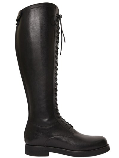 A.w.a.k.e. 20mm Leather Lace Up Riding Boots In Black