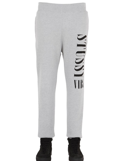 Stussy Vibe Cotton Jogging Pants In Grey