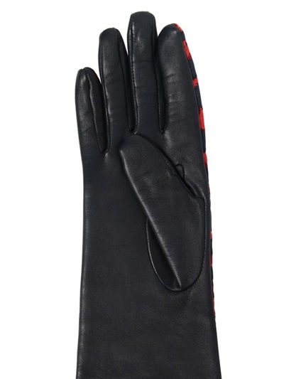 LANVIN SHINY LEOPARD JACQUARD GLOVES