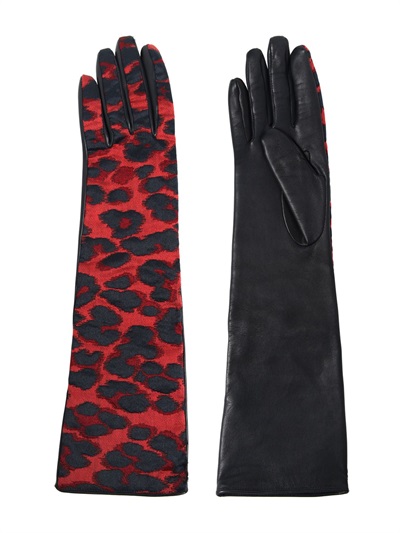 LANVIN SHINY LEOPARD JACQUARD GLOVES