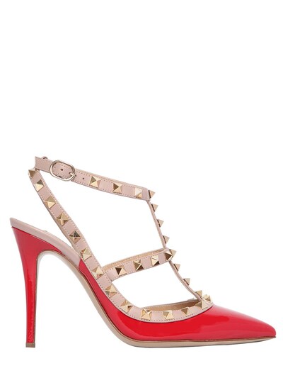 VALENTINO GARAVANI 100Mm Rockstud Patent Leather Pumps, Red