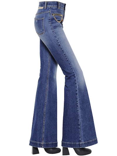 Stella Mccartney Flared Organic Cotton Denim Jeans In Blue