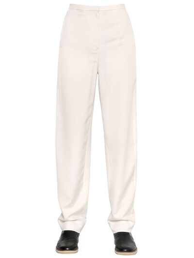 Lemaire Wide Leg Silk Twill Pants In Ivory