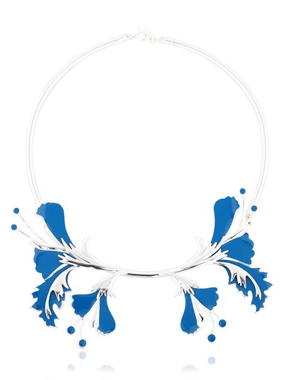 Ek Thongprasert Metal Flower Necklace In Blue,silver