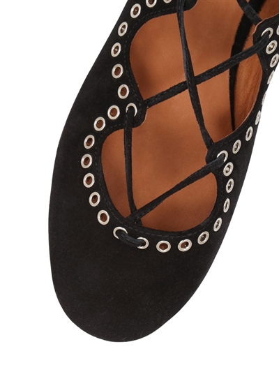 ISABEL MARANT 10Mm Leo Suede Lace-Up Ballerinas, Black