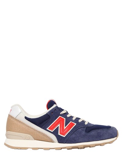 New Balance 996 Suede & Mesh Sneakers In Blue/beige
