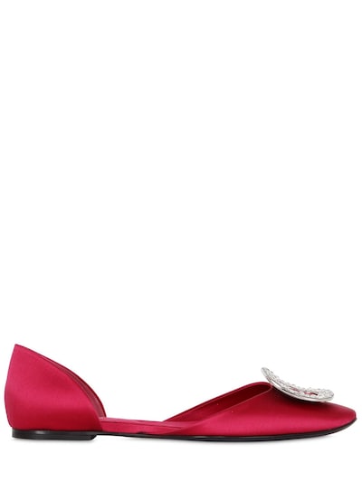 Roger Vivier 10mm Chips Satin D'orsay Flats In Strawberry