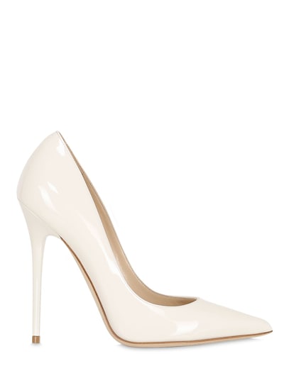 JIMMY CHOO 120MM ANOUK PATENT LEATHER PUMPS, OFF WHITE
