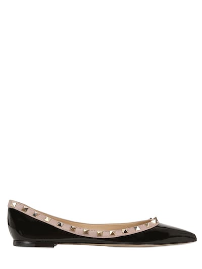 Valentino Garavani Rockstud Patent Leather Ballerina Flats In Red