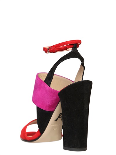 PAUL ANDREW 120MM XIAMEN SUEDE SANDALS, FUCHSIA/RED