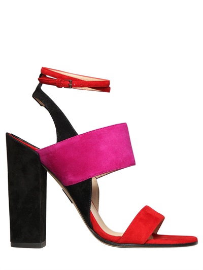PAUL ANDREW 120MM XIAMEN SUEDE SANDALS, FUCHSIA/RED
