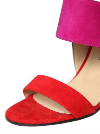PAUL ANDREW 120MM XIAMEN SUEDE SANDALS, FUCHSIA/RED