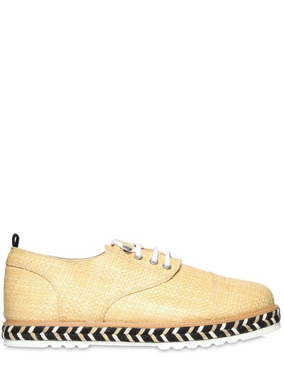 Farewell Lightweight Raffia Lace-up Shoes In Beige