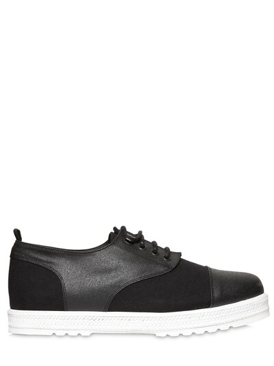 Farewell Canvas & Waxed Canvas Lace-up Shoes In Black