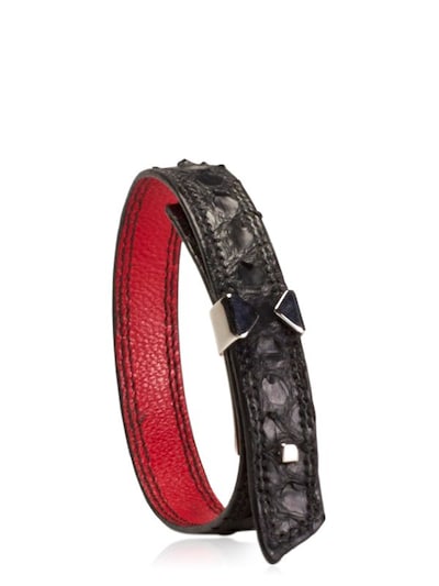 Anonyme Paris Le Lyen Python Leather Bracelet In Black/red
