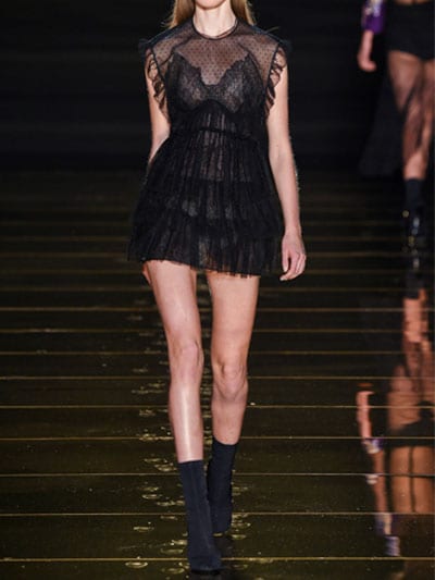 Francesco Scognamiglio Ruffled Sheer Tulle Mini Dress In Black