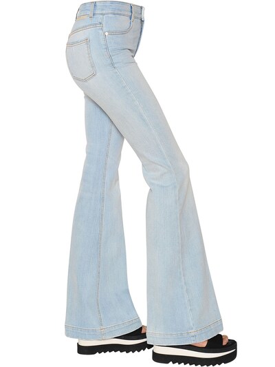 Stella Mccartney Flared Cotton Denim Jeans In Light Blue