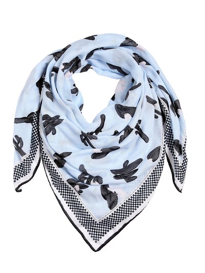 Kenzo Cactus Printed Cotton Scarf, Light Blue In Light Pink