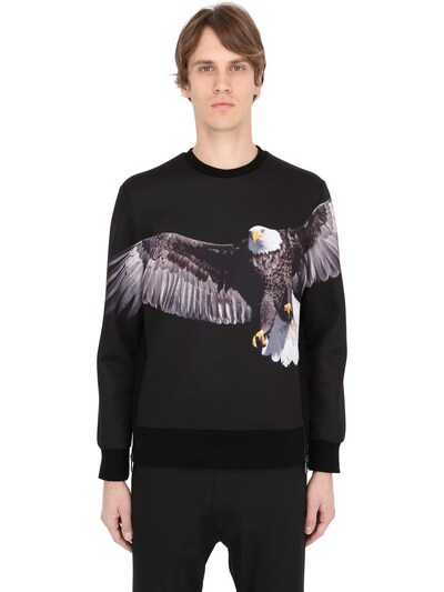 Neil Barrett Eagle Printed Neoprene Sweatshirt In Black