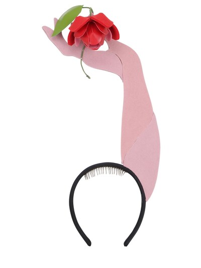 Francesco Ballestrazzi Rose On Hand Headband In Pink/red