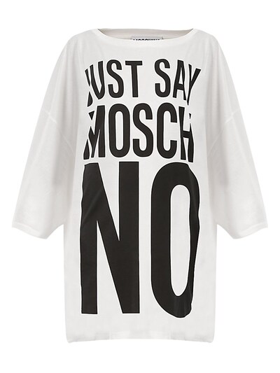 MOSCHINO OVERSIZED JUST SAY PRINT JERSEY DRESS,64I0UF005-MTAwMQ2