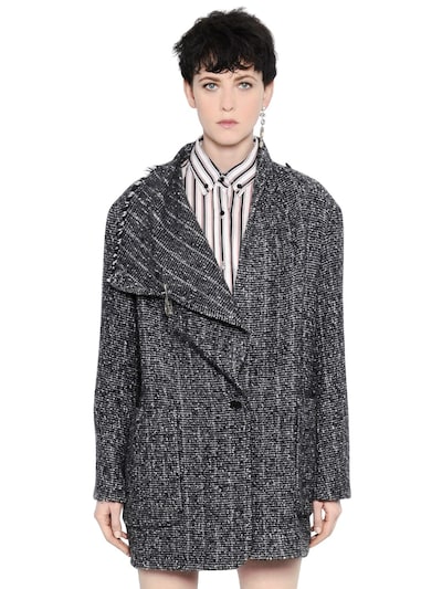 Isabel Marant Wrap Collar Alpaca Knit Jacket In Grey
