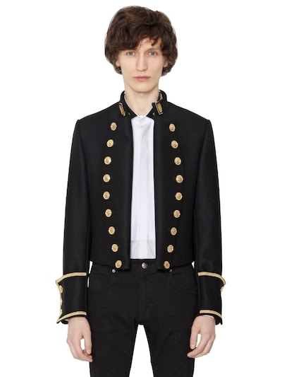 Lords & Fools Short Wool Cloth Military Jacket In Black