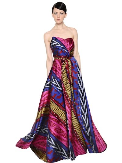 Ingie Abstract Striped Jacquard Gown In Multicolor