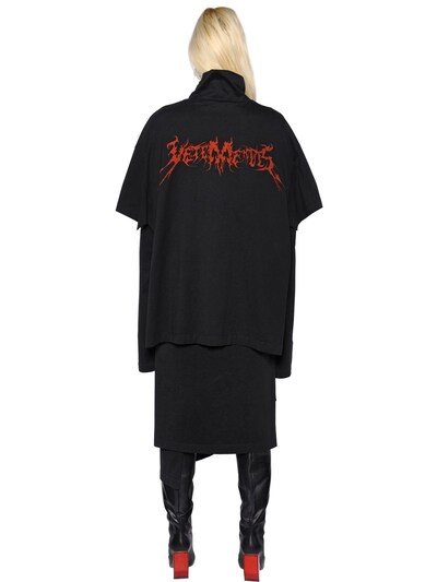 Vetements Layered Printed Cotton-jersey T-shirt Dress In Black