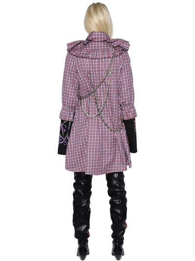 VETEMENTS PLAID COTTON POPLIN DRESS W/CHAINS