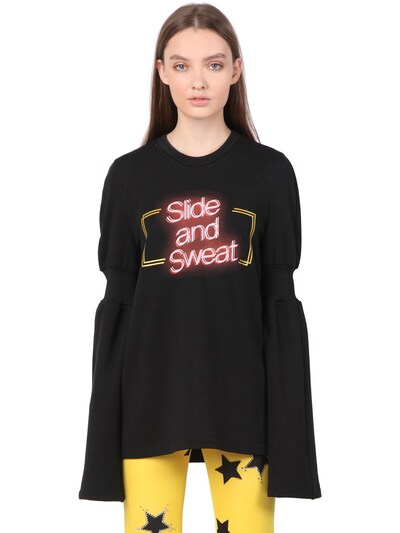 Simongao Slide & Sweat Cotton Blend Sweatshirt In Black