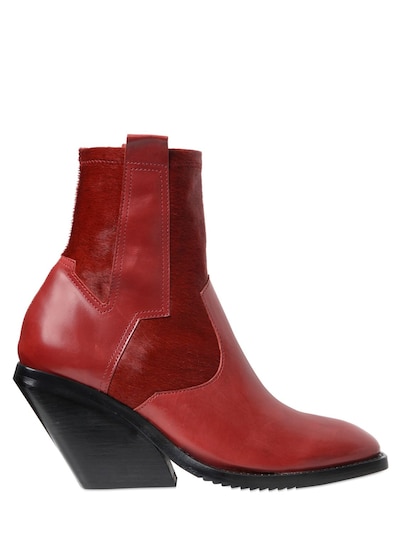 Cinzia Araia 80mm Ponyskin & Leather Pull On Boots In Dark Red