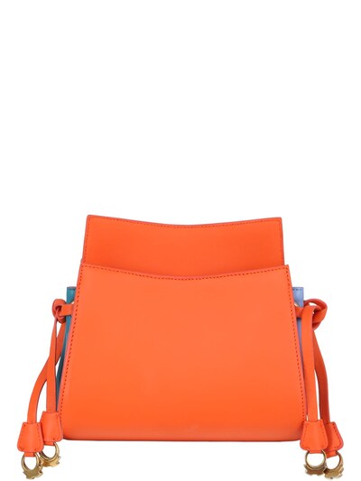 Patricia Al'kary Leather Shoulder Bag W/ Side Drawstrings In Orange