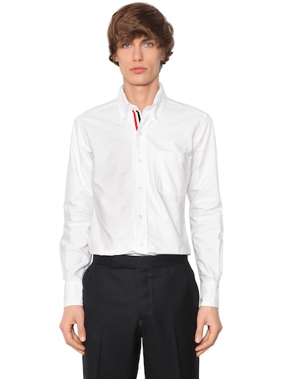 Classic Oxford Shirt With Tricolor Placket, White
