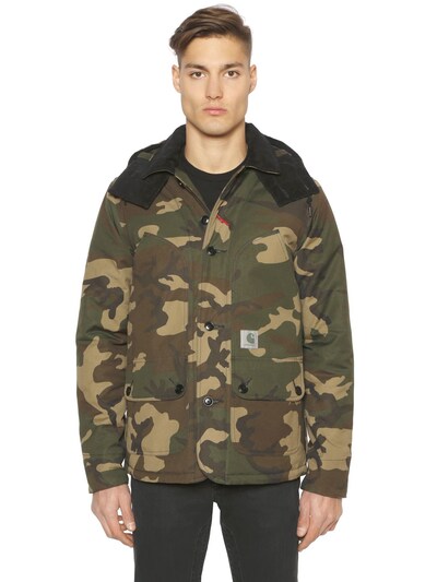 Carhartt Camouflage Cotton Canvas Jacket In Green Camo