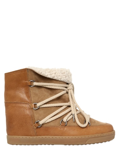 ISABEL MARANT 70MM NOWLES SHEARLING WEDGED,64IE1C009-NTBDTQ2