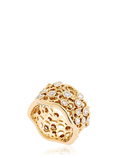 Aurelie Bidermann Dentelle Gold Ring With Diamonds