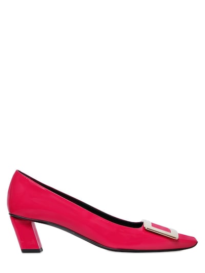 Roger Vivier 45mm Belle Vivier Patent Leather Pumps, Bright Pink In Fuchsia