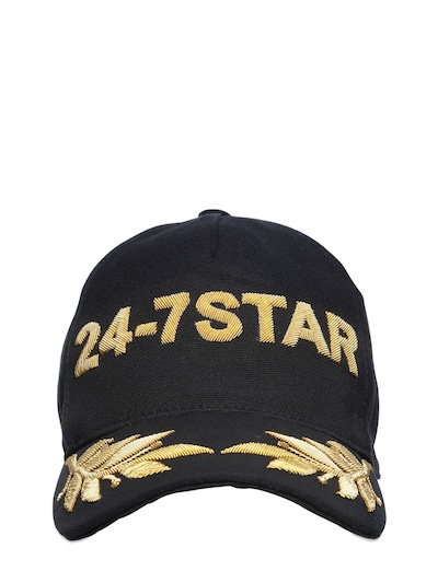 Dsquared2 24-7 Star Embroidered Baseball Cap In Black/gold